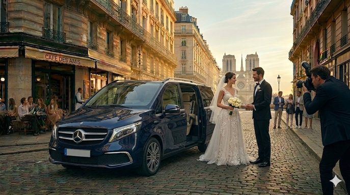 Mercedes Classe V + mariés à Paris